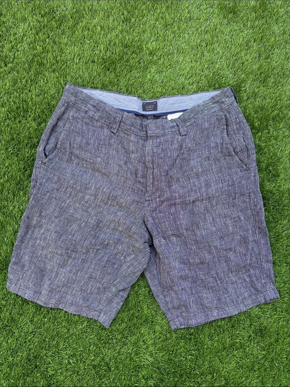 J. Crew Men's Charcoal Heather Flat Front Shorts 33 width 10.5 length